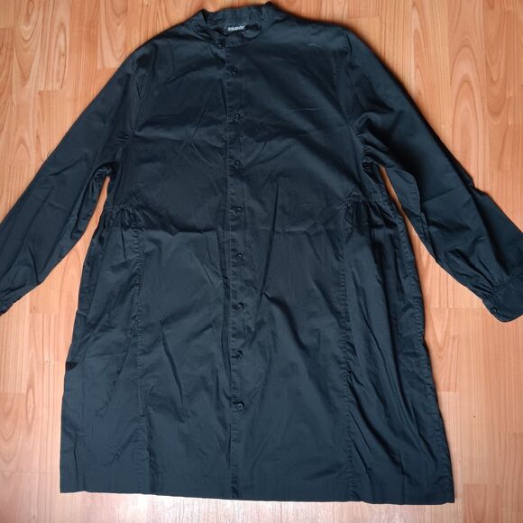 90s eskander × Bergdorf Goodman black Eskandar Bergdorf Goodman Wide A-Line Shirtdress With Collar